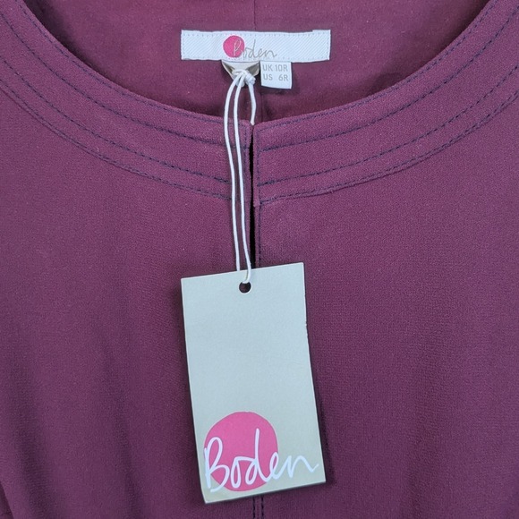 NWT Boden Addie Dress Midi Purple Belted Minamilist Classic Chic Career Womens 6 - Picture 2 of 8